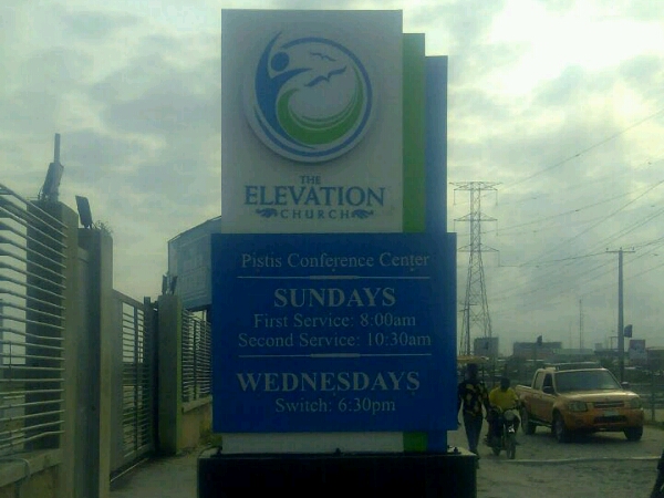 Elevation church cantilever sign - Goldfire Nigeria Limited| Signage company in Lagos Nigeria