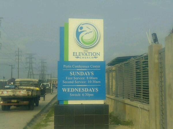 Pylon sign for The Elevation Church Goldfire Nigeria Limited - Lagos