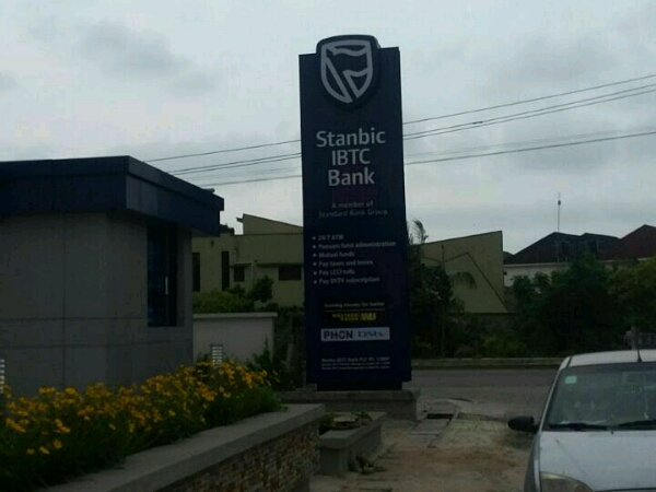 Pylon sign for Stanbic IBTC Admiiralty signage - Goldfire Nigeria Limited