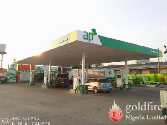 Branding & Signage: AP Filling Station Airport Road, Ikeja ,Lagos State by Goldfire Nigeria Limited.