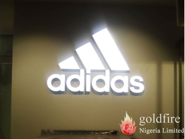 Illuminated Internal and External Signage for Adidas at Jabi lake Mall, Abuja.