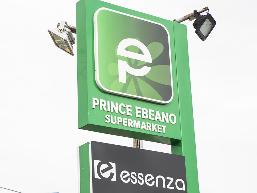 Signage for Retail Chains - Prince Ebeano Supermarket produced by Goldfire Nigeria Limited | Signage company in Nigeria | Branding Company In Nigeria | Commercial Signs | Exterior Signs | Illuminated Signs | Wall Signs | Supermarket Signs