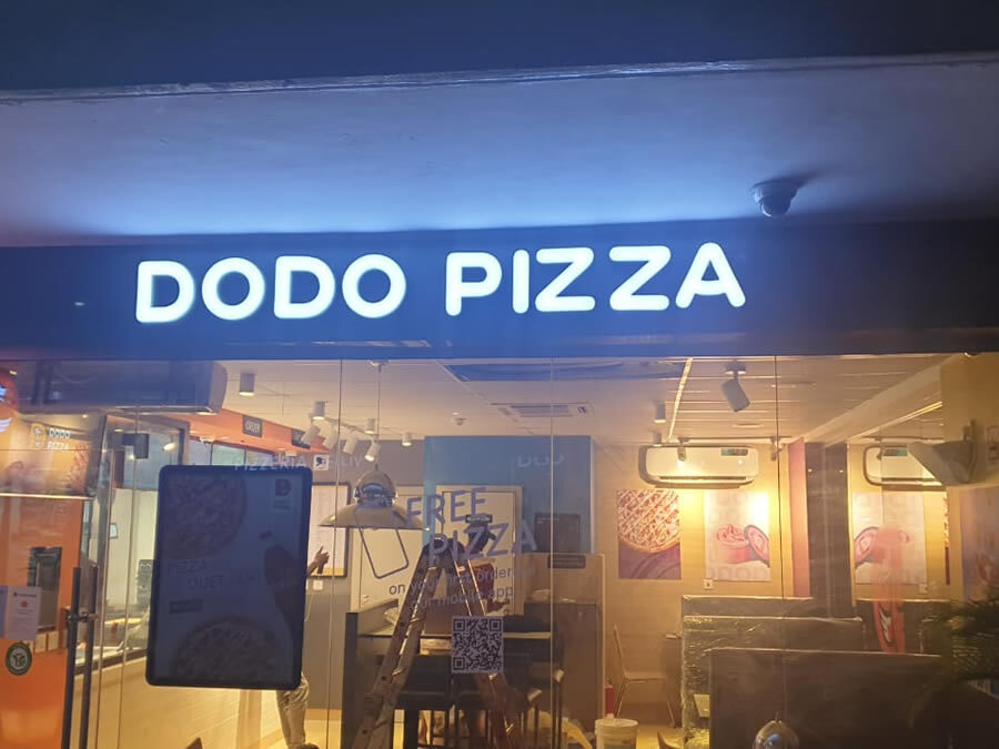 Signage Illuminated Dodo Pizza Yaba LED sign produced by Goldfire Nigeria Limited | Signage company in Nigeria | Branding Company In Nigeria | Commercial Signs | Exterior Signs | Illuminated Signs | Wall Signs