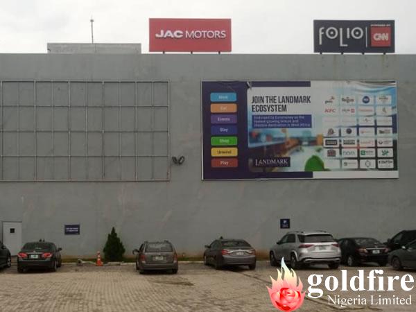 Illuminated signage for Folio by CNN & JAC Motors produced and installed by Goldfire Nigeria Limited - Signage Company In Nigeria | Branding Company In Lagos Abuja Nigeria