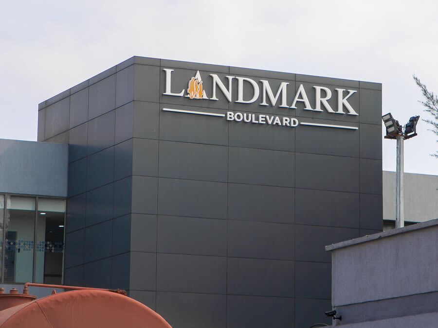 Signage for Landmark Boulevard produced by Goldfire Nigeria Limited | Signage company in Nigeria | Branding Company In Nigeria | Commercial Signs | Exterior Signs | Illuminated Signs | Wall Signs | High Rise Building Signs