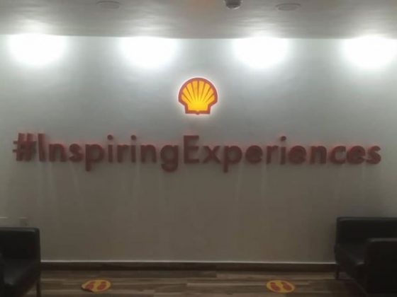 Illuminated Logo and lettering for Shell PLC - Marina, Lagos produced and installed by Goldfire Nigeria Limited. | Office Signs