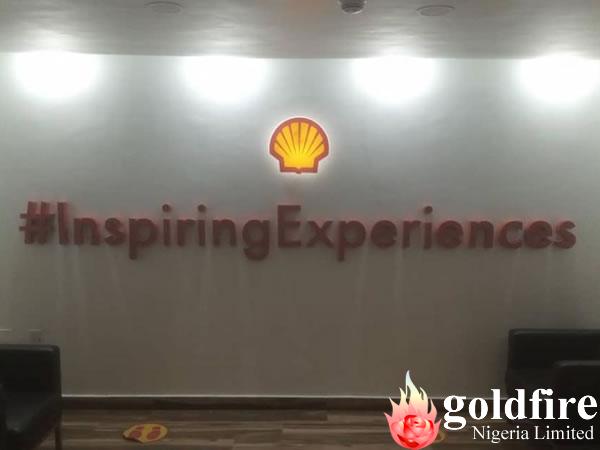 Illuminated Logo and lettering for Shell PLC - Marina, Lagos produced and installed by Goldfire Nigeria Limited. | Office Signs