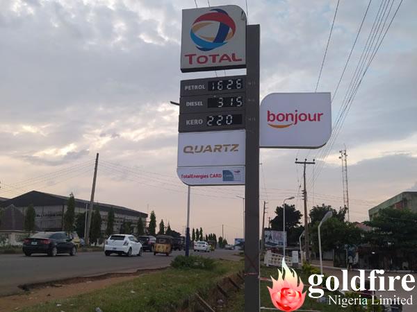 Installation of Total Quartz on Wall façade and Pylon at Total Kachia road, Kaduna by Goldfire Nigeria Limited. | Signage Company In Lagos Abuja NIgeria | Branding Company In Lagos Abuja Nigeria