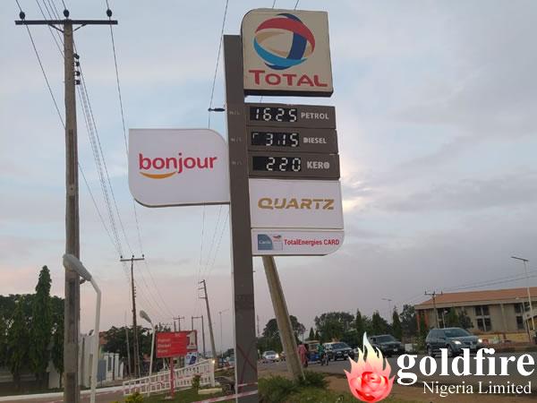 Installation of Total Quartz on Wall façade and Pylon at Total Kachia road, Kaduna by Goldfire Nigeria Limited. | Signage Company In Lagos Abuja NIgeria | Branding Company In Lagos Abuja Nigeria