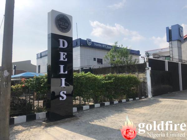 Day and Night View Signage produced and installed by Goldfire Nigeria Limited for Delis Supermarket Lekki, Off Admiralty Way, Lagos.