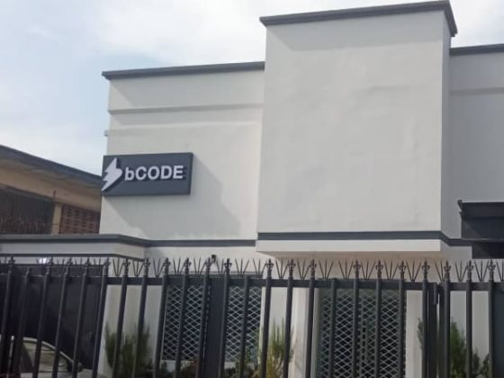 Production and Installation of B-code wall signage at Surulere, Lagos by Goldfire Nigeria Limited. - Exterior Wall Sign Lagos Abuja Nigeria