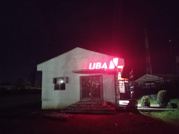 Production and installation of illuminated 3D individual lettering for UBA, Bayelsa by Goldfire Nigeria Limited.
