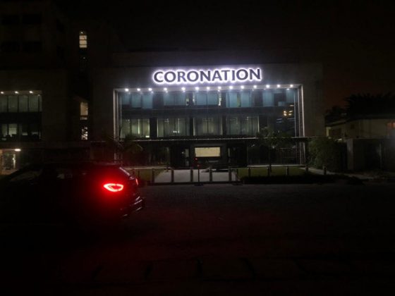 Signage: Coronation Merchant Bank produced and installed by Goldfire Nigeria Limited