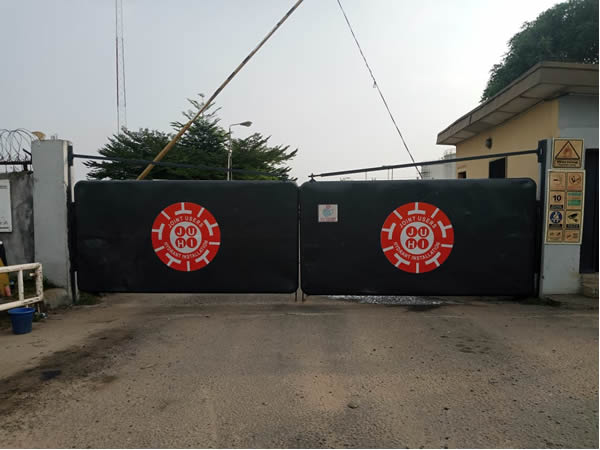 Twin pole and Gate Signage produced and Installed at Total Hydrant Plant, Ikeja Lagos by Goldfire Nigeria Limited.
