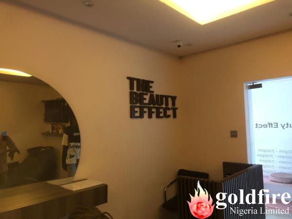Interior wall signage for The Beauty Effect Studio - Lekki, Lagos