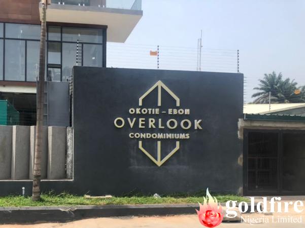 Signage: Overlook Condominiums - Ikoyi, Lagos produced by Goldfire Nigeria Limited |Exterior Signs | Illuminated signage