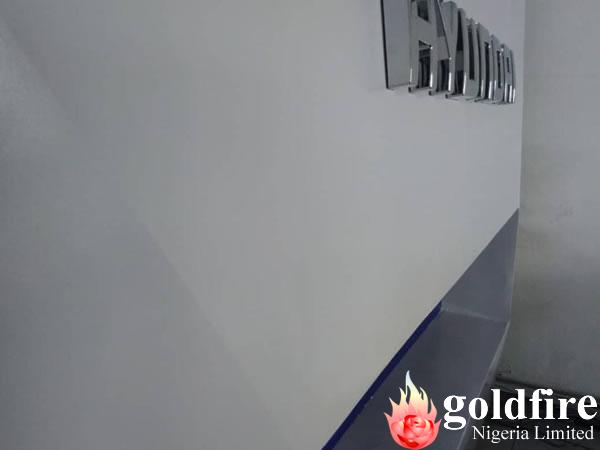 Production of Hyundai logo and cabinet signage for Hyundai - Abuja by Goldfire Nigeria Limited.