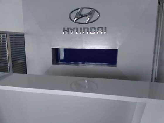 Production of Hyundai logo and cabinet signage for Hyundai - Abuja by Goldfire Nigeria Limited.