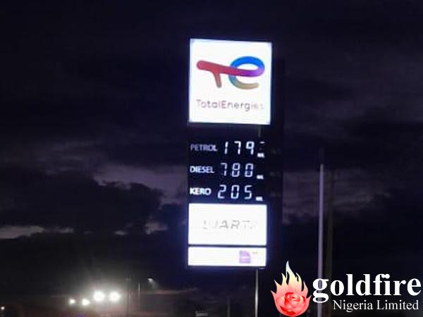 Rebranding of Total filling Station - Iseyin, Oyo State with approved signage elements by Goldfire Nigeria Limited.