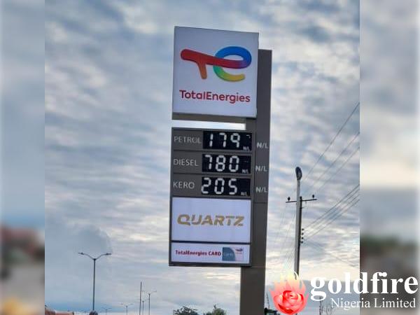 Rebranding of Total filling Station - Iseyin, Oyo State with approved signage elements by Goldfire Nigeria Limited.