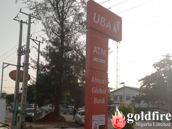 Signage: Pylon, 3D lettering and ATM projectile at UBA - Victoria Island, Lagos