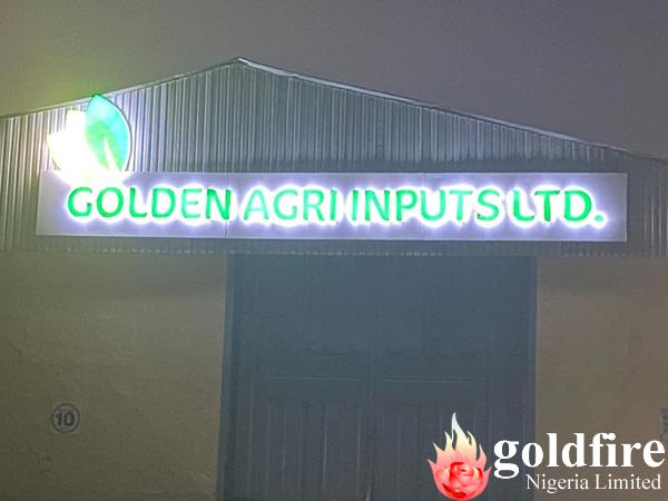 Signage: Flour mill of Nigeria PLC - Kaduna, Nigeria; produced by Goldfire Nigeria Limited.