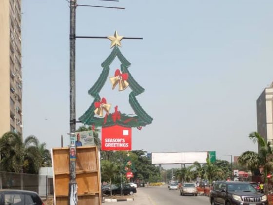 Non-Illuminated Christmas Tree signage produced by Goldfire Nigeria Limited for GTCO nationwide.