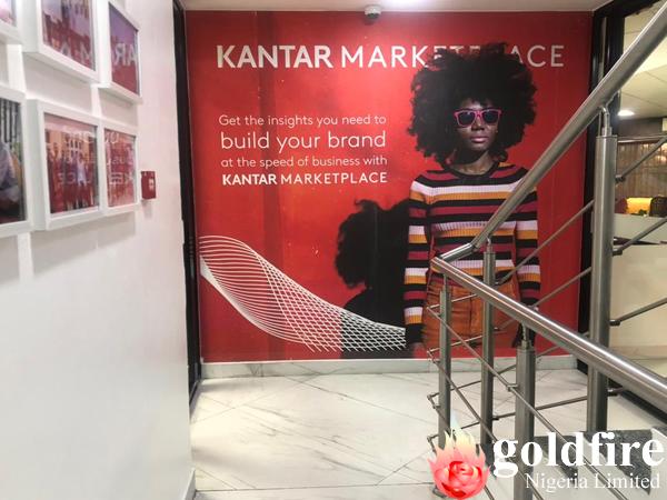 Wallpaper Branding at Kantar Head office, Mende, Maryland done by Goldfire Nigeria Limited.