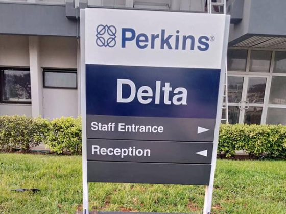 Signage: Delta & Perkins Limited: Illuminated Pylon, Lock-Up Wall Sign, Wayfinder, Monument signs