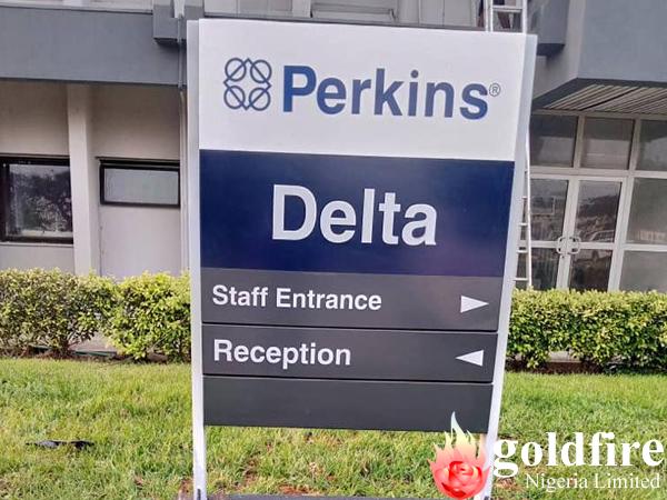 Signage: Delta & Perkins Limited: Illuminated Pylon, Lock-Up Wall Sign, Wayfinder, Monument signs