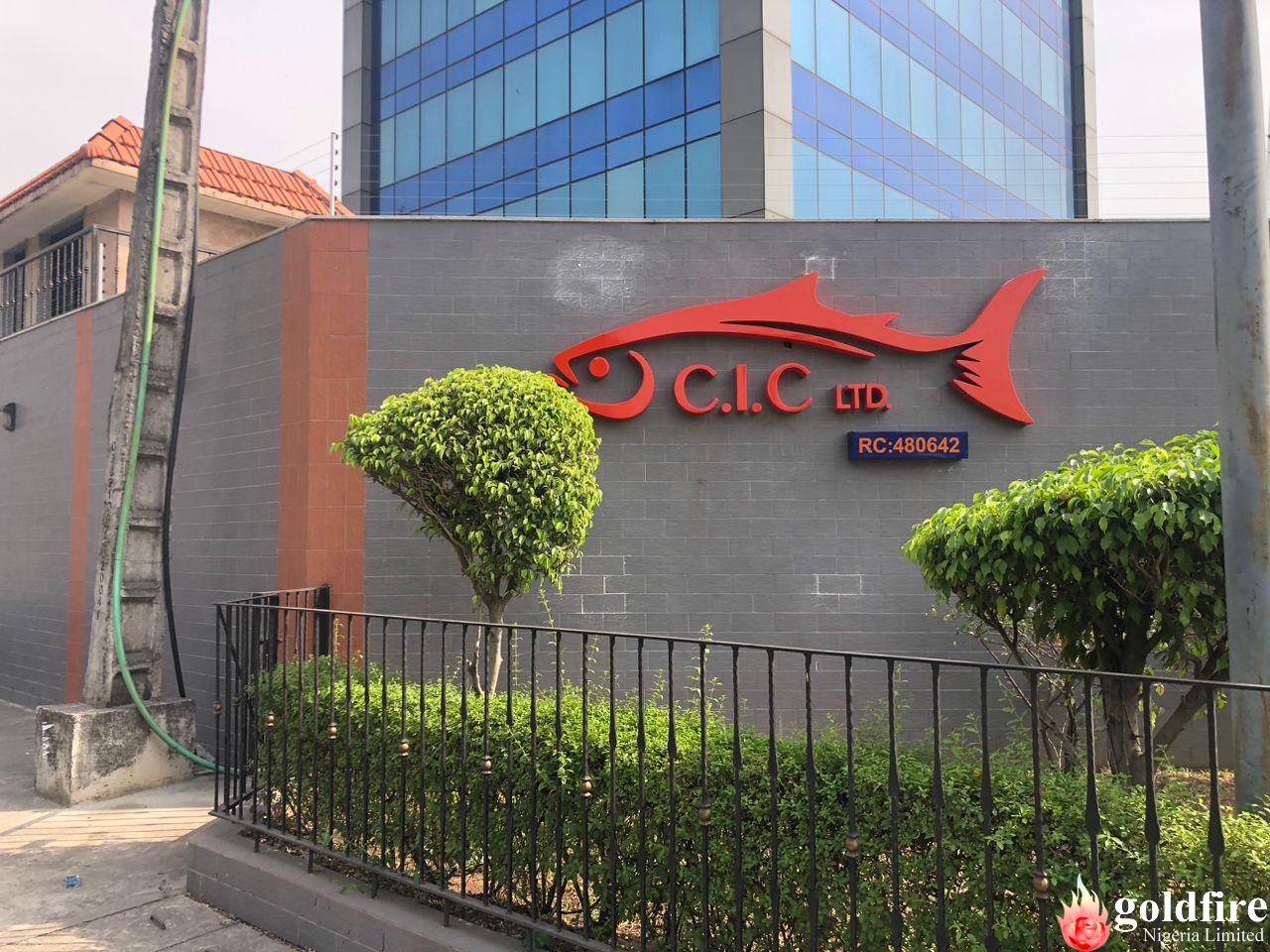 Non-Illuminated CIC Ltd fish signage installed at their head office ...